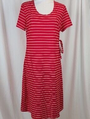 NWT REWASH Striped Short Sleeve Side Ruched T-Shirt Dress Red White - L